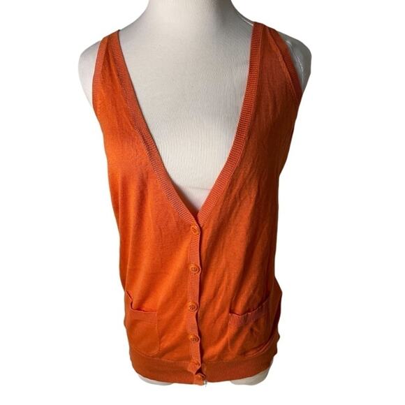 Pumpkin Orange Silk Cotton Blend Vest - Picture 2 of 8